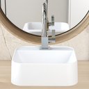 Ver imagem 3 de Cuba de Apoio Quadrada para Banheiro Lavabo C01 Qa31w Branco Matte Fosca - Lyam