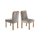 Ver imagem 2 de Conjunto Sala de Jantar 6lug Noronha Mesa e Cadeiras Maciça Mel Off White com Marrom Acinzentado