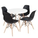 Ver imagem 1 de Conjunto Mesa Eames Branca 110cm e 4 Cadeiras Eames Pp Preta