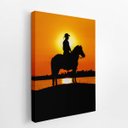 Ver imagem 2 de Homem Montado em Cavalo Pôr do Sol Quadro Canvas 140x90cm