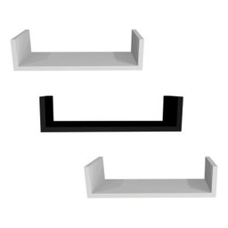 Trio Prateleiras Livros P&B Nayan 40x15x15 Suporte Invisível - 1