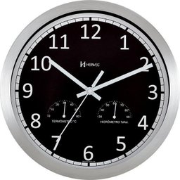 Relógio Herweg Preto Termômetro/higrômetro 6723-034 - 30,5cm - 1
