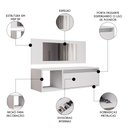 Ver imagem 3 de Penteadeira Camarim com Espelho Suspensa 90cm 1 Gaveta Elle M24 Branco - Mpozenato