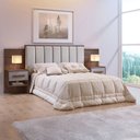 Ver imagem 1 de Cabeceira Casal Queen 160 cm Ripada 100% MDF Estofada Isis com 02 Mesas de Cabeceira Espresso Móvei