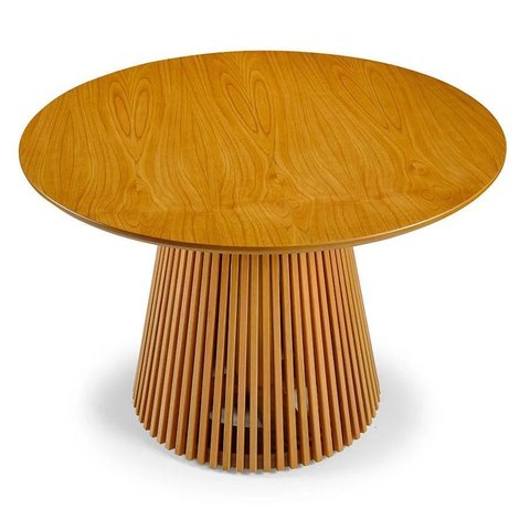 Mesa Redonda de Jantar Harmony Pés em Madeira Maciça Tampo Cinamomo Cor Mel (apenas a Mesa) 110cm