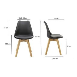 Kit 5 Cadeiras Estofadas Saarinen Wood Pés de Madeira Preto - 7