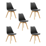 Kit 5 Cadeiras Estofadas Saarinen Wood Pés de Madeira Preto - 1