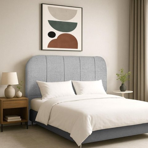 Cabeceira Cama Box Casal 140 Cm Estofada Revestida em Bouclé Elegante