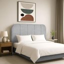 Ver imagem 1 de Cabeceira Cama Box Casal 140 Cm Estofada Revestida em Bouclé Elegante