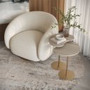 Ver imagem 1 de Kit 2 Mesas Laterais Sofá Sala Apoio Metal Dourado Moderna Gaia MDF Off White