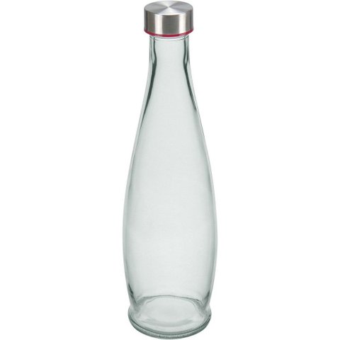 Garrafa de Vidro 970ml Transparente 32x9x9cm Água Suco Geladeira Bebidas Tampa
