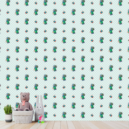 Papel de Parede Adesivo Corujas com fundo Verde Coração 6m - 3