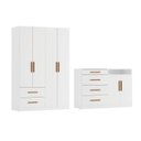 Ver imagem 2 de Conjunto Infantil Guarda Roupa 4 Portas e 2 Gavetas e Cômoda Casulo Casatema MadeiraOriginals Branco