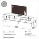 Ver imagem 3 de Rack P/ Sala 224cm 3 Gavetas 100% Mdf Dalla Costa Casa Lar Cor:freijó com Off White