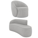 Ver imagem 1 de Sofá 4 Lugares Orgânico 220cm Morgan e Poltrona Lua Suede Cinza D03 - D’Rossi