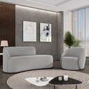 Ver imagem 2 de Sofá 4 Lugares Orgânico 220cm Morgan e Poltrona Lua Suede Cinza D03 - D’Rossi