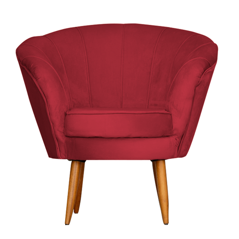 Poltrona Cadeira Decorativa Pétala - Veludo Vermelho