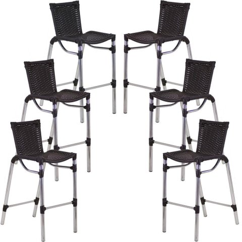 Kit 6 Banquetas Alumínio Fortaleza Alta para Balcão Cozinha Bar Trama Original Tabaco