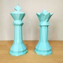 Ver imagem 1 de Estatuetas Rei e Rainha - Peças decorativas De Xadrez - Decoração - Toque 3D:Azul Tiffany