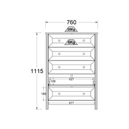 Cômoda Alta Ditália 5 Gavetas DM-229 Branco - 6