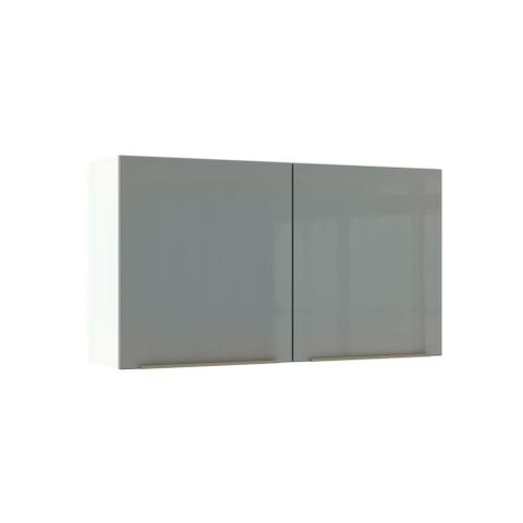 Armário Aéreo Madesa Lux 120cm 2 Portas Branco Cinza