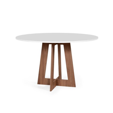 Mesa de Jantar Redonda 120 Cm Montreal Branco / Noronha