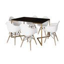 Ver imagem 6 de Mesa Jantar Industrial Preta 137x90cm Base V Dourada com 6 Poltronas Daw Madeira Branca Preto