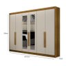 Guarda Roupa 6 Portas Diamante Gold com Espelho Freijó Off White – Leifer Móveis - 3