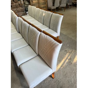 Conjunto 6 Cadeiras Estofadas Bella Pés Madeira Amendoa/veludo Palha