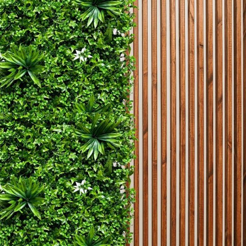 Jardim Vertical Artificial 2,5m² Kit de Placas Premium Proteção Uv para Áreas Internas e Externas