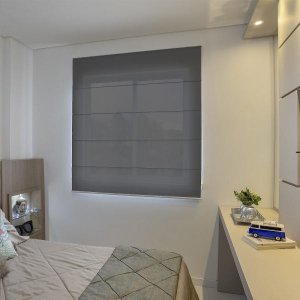 Persiana Romana (2,00Larg. x 1,50Alt.) Tecido Tela Solar Screen Preto - Vogaflex