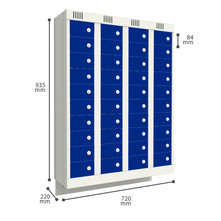 Armário em Aço para Celulares com 40 Portas -fixação na Parede - Nk 2707 Nilko Armários Azul Cadeado - 3