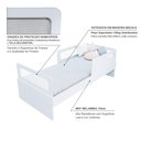 Ver imagem 4 de Cama Solteiro Mdf Branco com 02 Grades e Cabeceira Telinha Anatômica Mobilistore