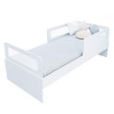 Ver imagem 2 de Cama Solteiro Mdf Branco com 02 Grades e Cabeceira Telinha Anatômica Mobilistore