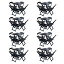 Ver imagem 1 de Kit 8 Jogos De Mesa Com 4 Cadeiras De Madeira Dobravel 70X70 - Preto - Preto