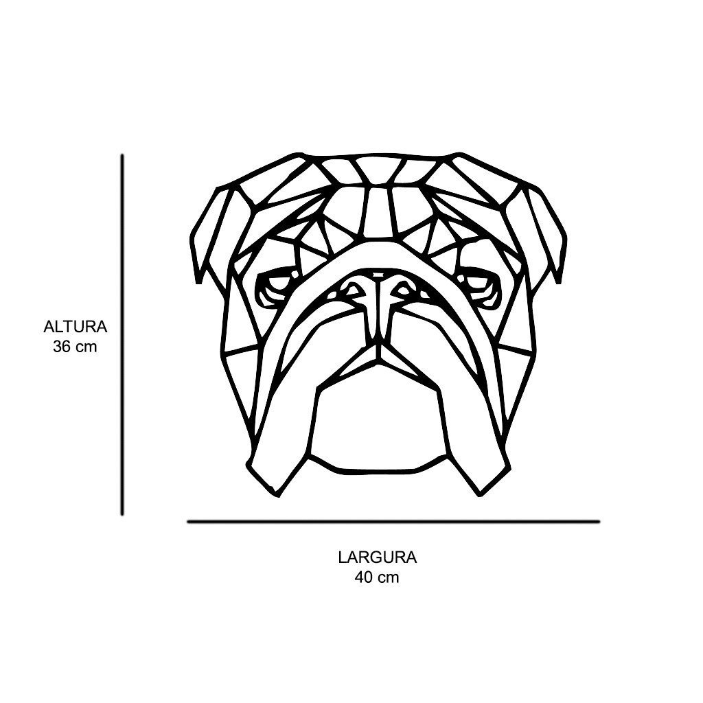 Escultura de Parede em MDF Bulldog Inglês Geométrico - 2