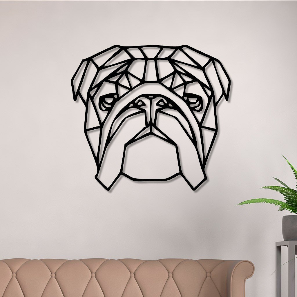 Escultura de Parede em MDF Bulldog Inglês Geométrico