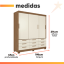 Ver imagem 4 de Guarda Roupas Casal 3 Portas 9 Gavetas Uraí Andirá