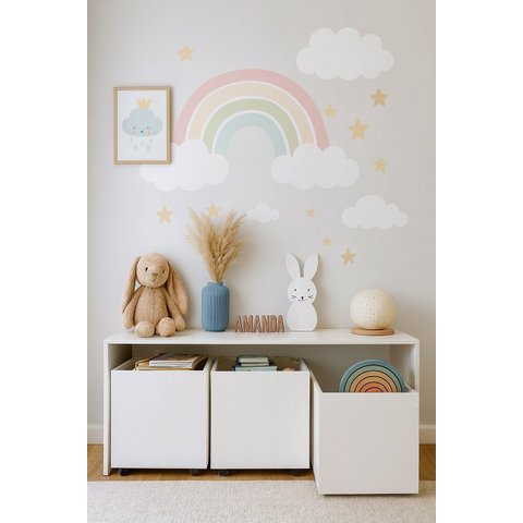 Mesa Infantil com 3 Baús com Rodízios