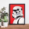 Quadro Desenho Stormtrooper Perfil 24x18cm - com vidro:Madeira branca - 2