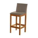 Ver imagem 2 de Kit 2 Banquetas Estofada Pérola Linho Bege Madeira Maciça