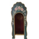 Ver imagem 1 de Mini Oratório Capela para Imagens de até 12cm _ Azul com Flores com Vidro **