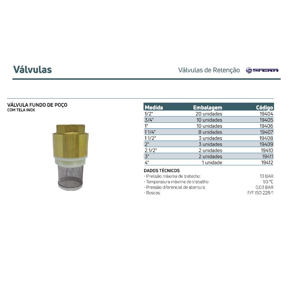 Válvula Fundo de Poço com Tela Inox 3/4 Pol - Emmeti - 2
