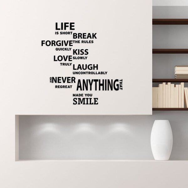 Adesivo de Parede Life Is to Short Break The Rules - Dourado - 1