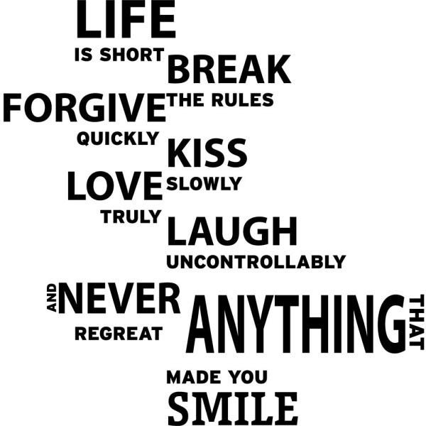 Adesivo de Parede Life Is to Short Break The Rules - Dourado - 2