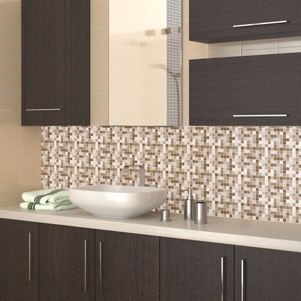 KIT Adesivos de Azulejos Ladrilhos Marrom - 16 Unidades com 20cm x 20cm cada - 1