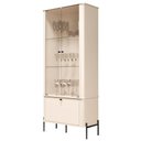 Ver imagem 1 de Cristaleira Sala de Estar Tucupí com 3 Portas e Pés de Metal Off White/preto