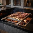 Ver imagem 1 de Grelha Argentina Inox Churrasqueira com Hastes Removíveis Cozix –grelha Gourmet Carvão Parrilha Gás