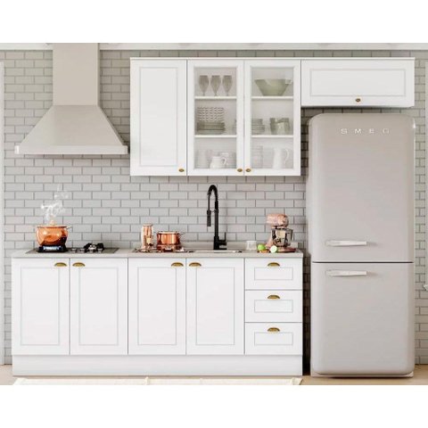 Cozinha Completa Americana (2 Aéreos, 2 Balcões, 1 Complemento) 5 Peças Branco - Henn