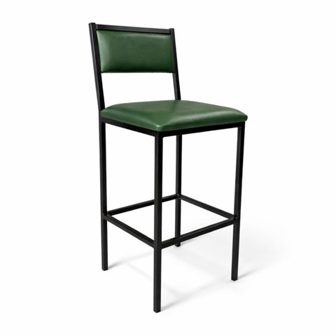 Banqueta Flora Altura 65cm com Reforço Preta Assento e Encosto Verde